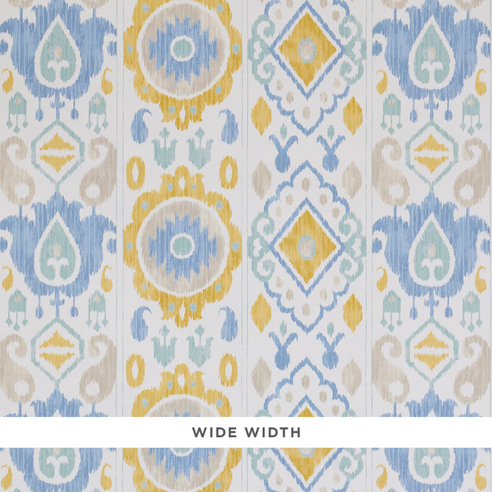 Schumacher Elizia Ikat Sky & Ochre Wallpaper 5010711