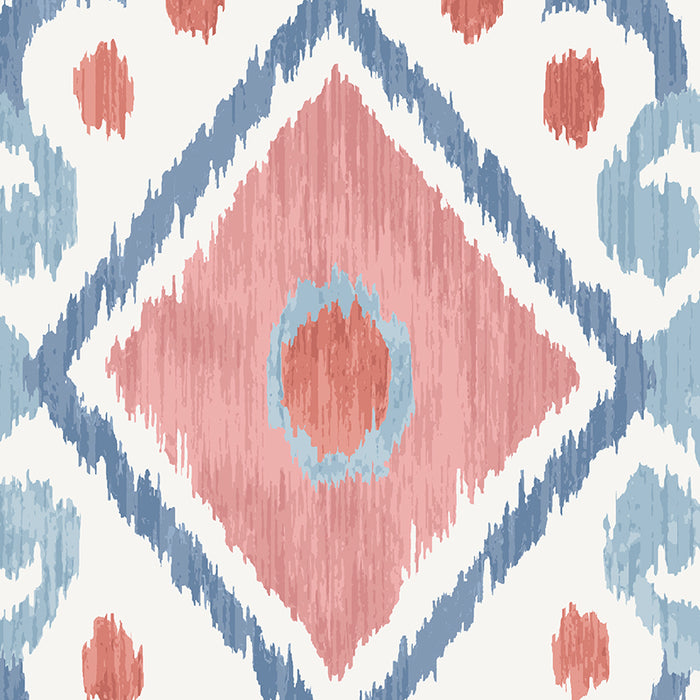 Schumacher Elizia Ikat Rose & Indigo Wallpaper 5010712