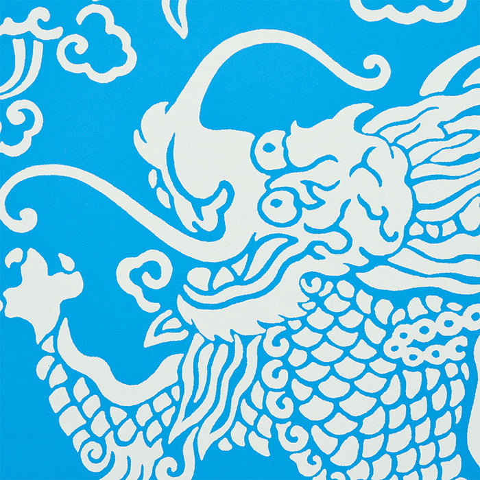 Schumacher Ruan Dragon Damask Blue Wallpaper 5010881