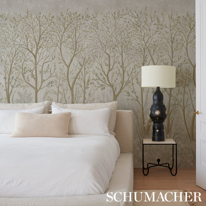 Schumacher Brindille Golden Accented PanelÂ Set Dove Wallpaper 5010920