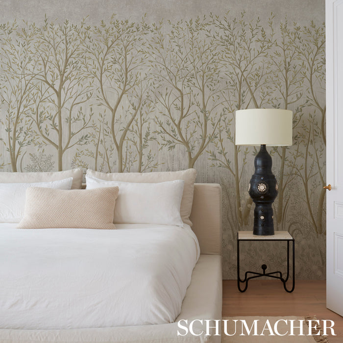 Schumacher Brindille Golden Accented PanelÂ Set Carbon Wallpaper 5010921