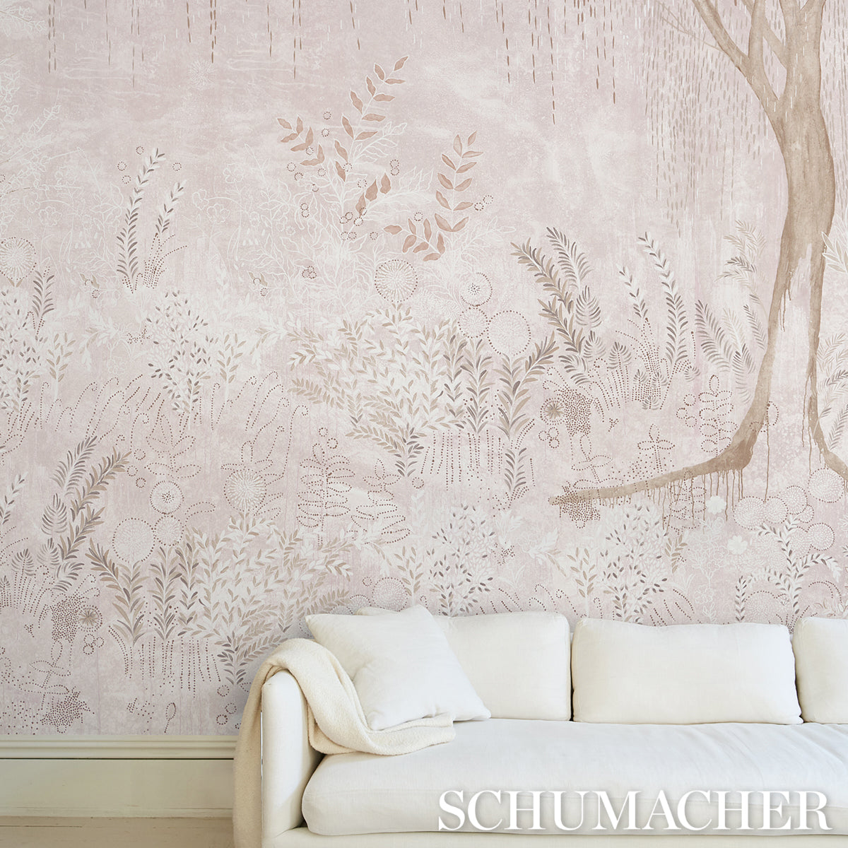 Schumacher Bisou Panel Set Blush Wallpaper 5010933