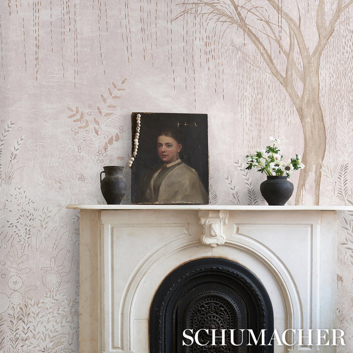 Schumacher Bisou Panel Set Blush Wallpaper 5010933