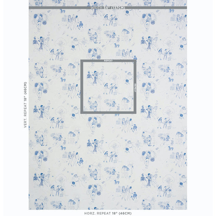 Schumacher Toile De Femmes Indigo Wallpaper 5011081