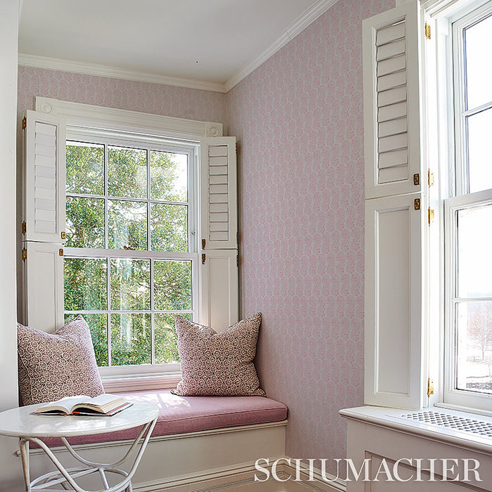 Schumacher Lani Pink Wallpaper 5011122