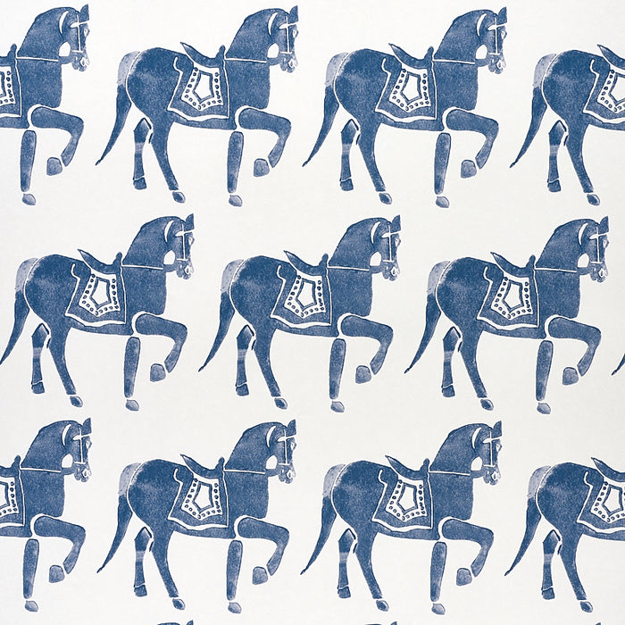 Schumacher Marwari Horse Navy Wallpaper 5011130