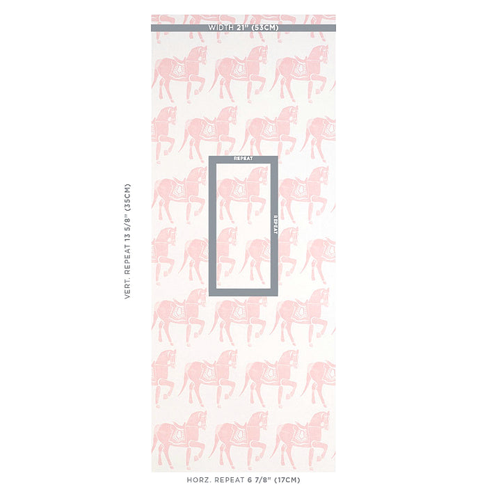 Schumacher Marwari Horse Pink Wallpaper 5011132