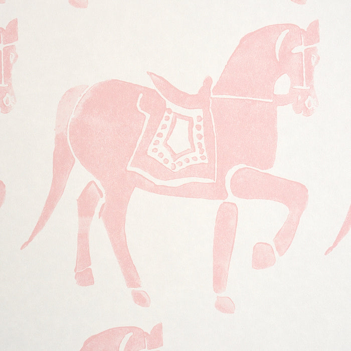 Schumacher Marwari Horse Pink Wallpaper 5011132