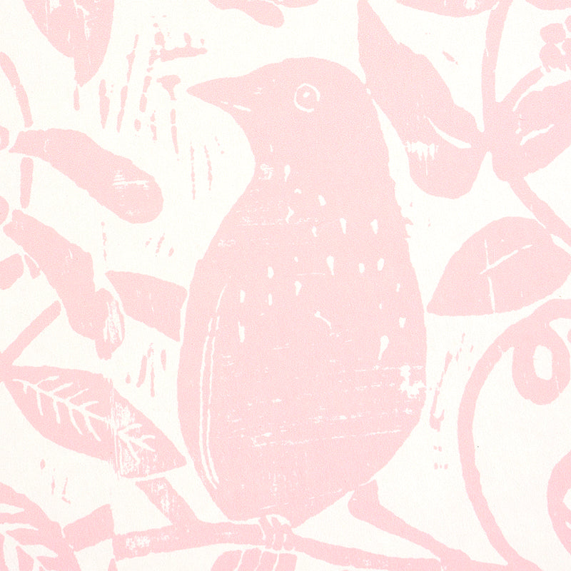 Schumacher Bird & Bee Pink Wallpaper 5011191