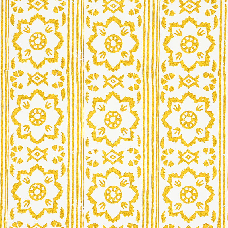 Schumacher Sunda Hand Blocked Print Yellow Wallpaper 5011222