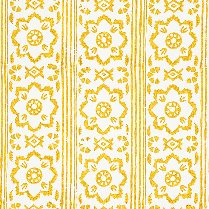 Schumacher Sunda Hand Blocked Print Yellow Wallpaper 5011222