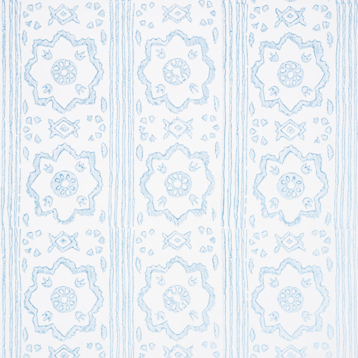 Schumacher Sunda Hand Blocked Print Sky Wallpaper Sample 5011223