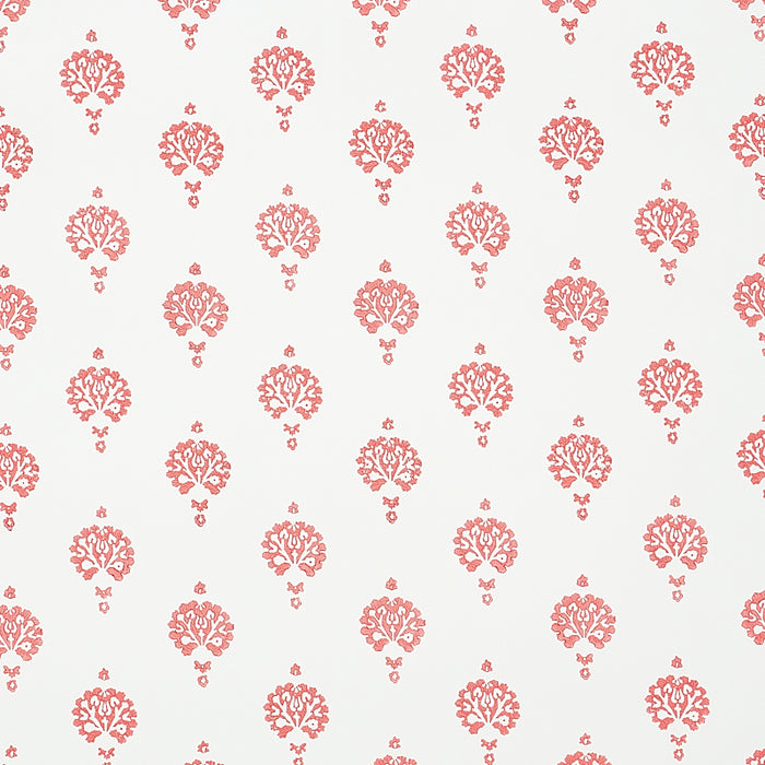 Schumacher Dahlia Hand Blocked Print Red Wallpaper 5011232