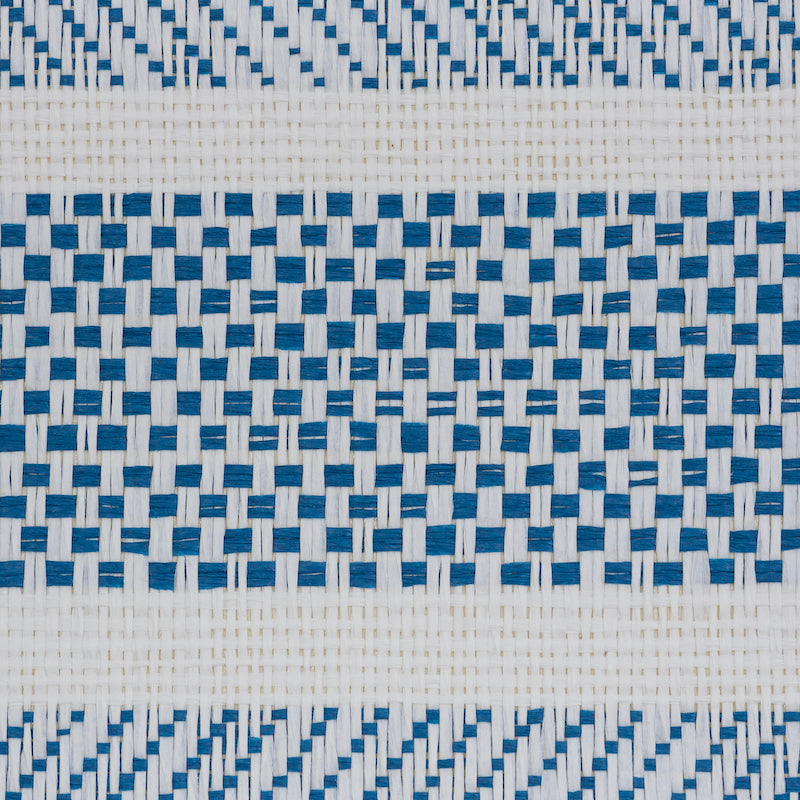 Schumacher Oxnard Paperweave Blue Wallpaper Sample 5011302