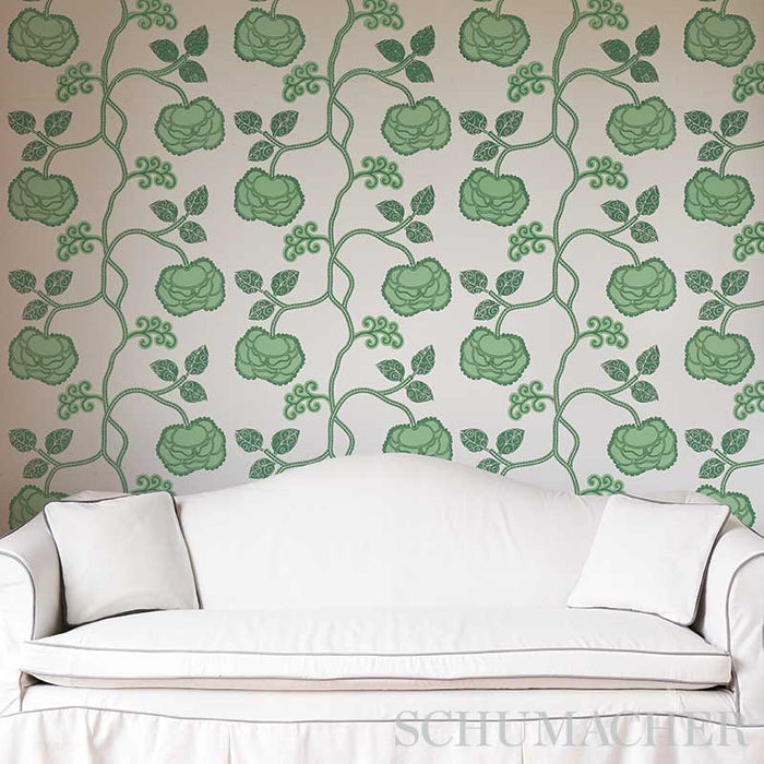 Schumacher Queen Fruit Silver White Wallpaper 5011410