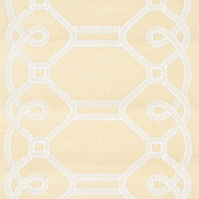 Schumacher Ziz Embroidered Sisal Neutral Wallpaper Sample 5011471