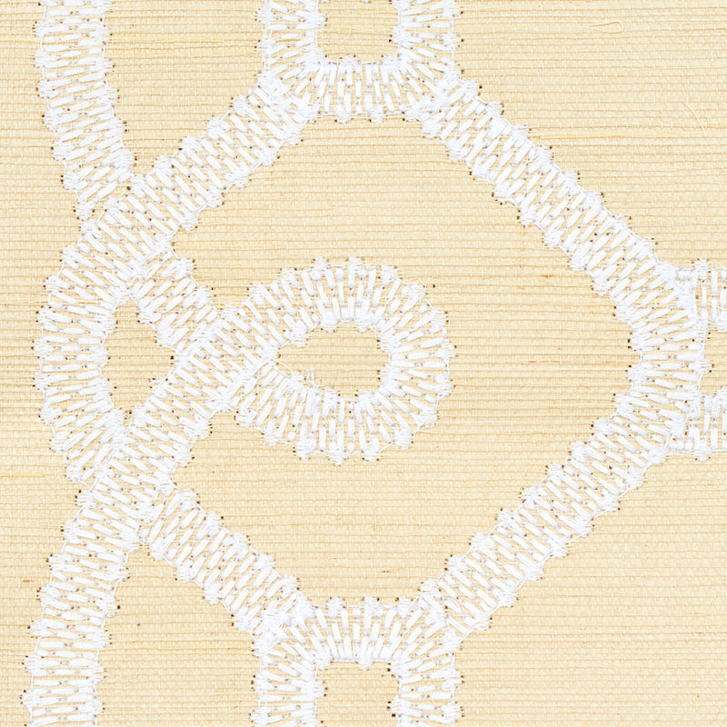 Schumacher Ziz Embroidered Sisal Neutral Wallpaper Sample 5011471