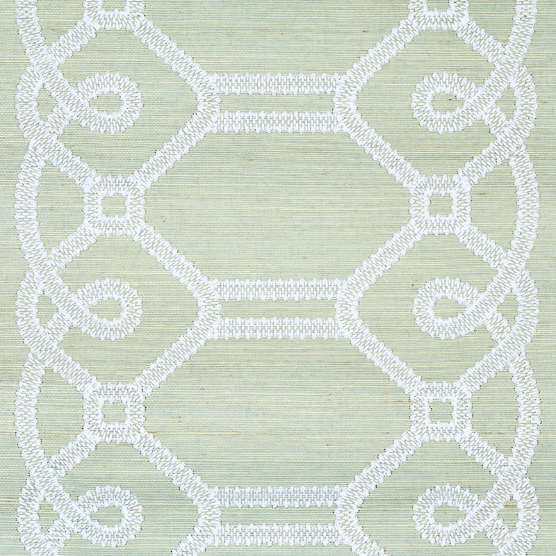 Schumacher Ziz Embroidered Sisal Mineral Wallpaper Sample 5011472