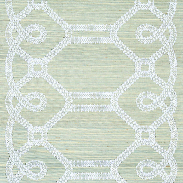 Schumacher Ziz Embroidered Sisal Mineral Wallpaper Sample 5011472