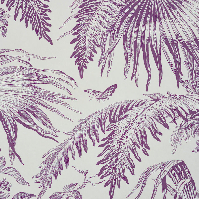 Schumacher Toile Tropique Purple Wallpaper 5011482