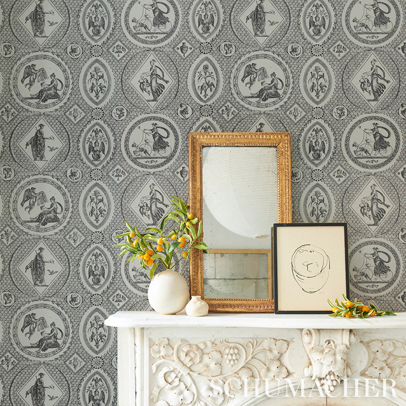 Schumacher Les Scenes Contemporaines Black Wallpaper 5011491