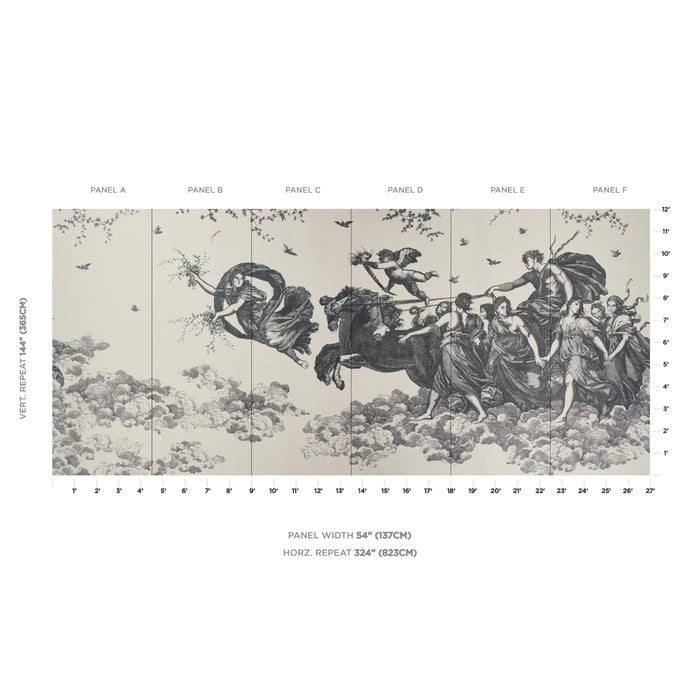 Schumacher Chariot Of Dawn Toile Panel Set Black Wallpaper 5011500