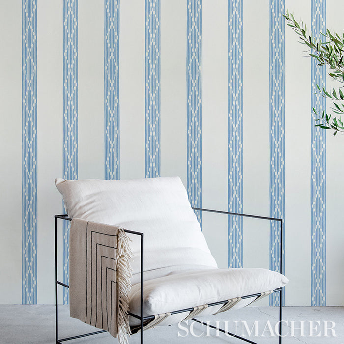 Schumacher Sequoia Stripe Blue Wallpaper 5011532