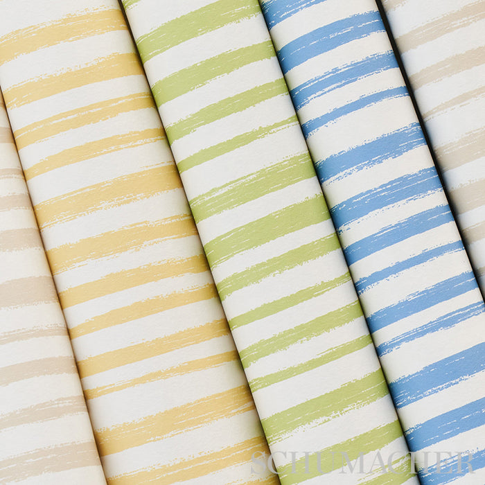 Schumacher Sketched Stripe Yellow Wallpaper 5011543