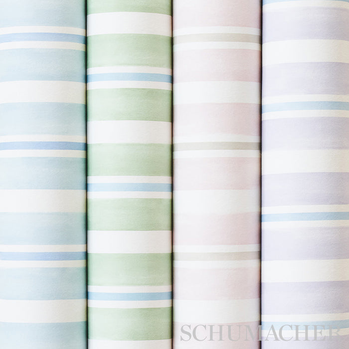 Schumacher Watercolor Stripe Leaf Wallpaper 5011570