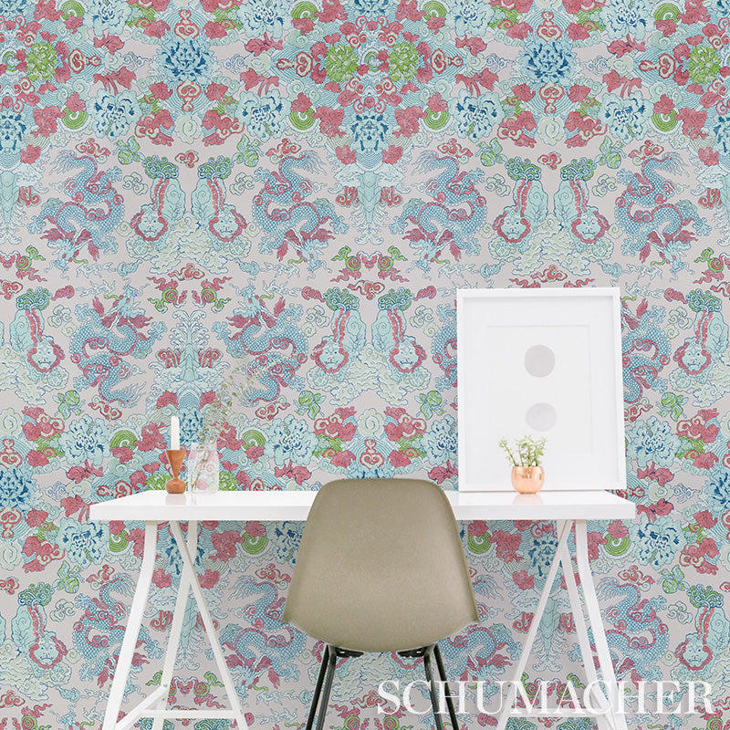 Schumacher Magic Mountain Dragon Blush Wallpaper 5011591