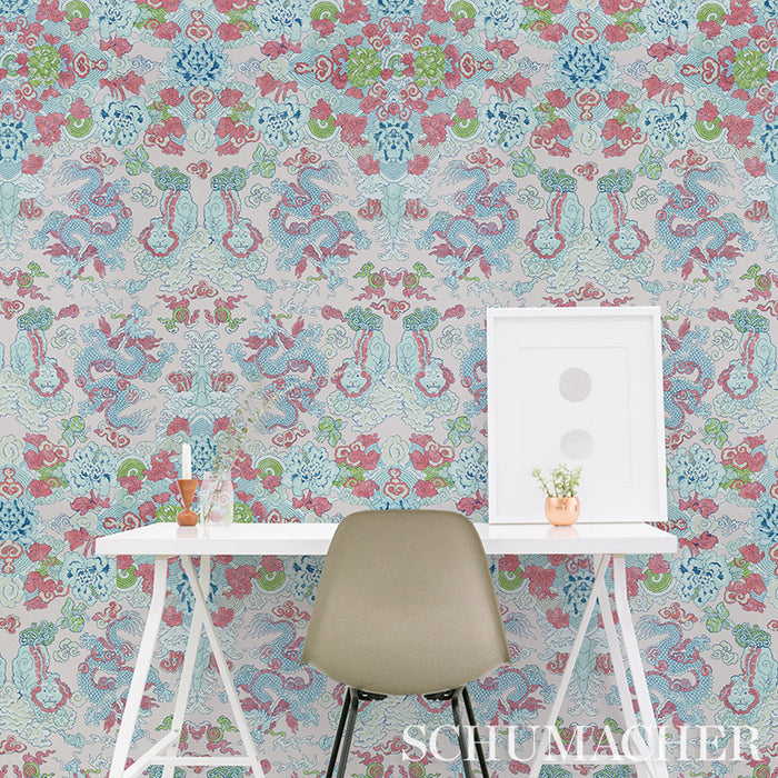 Schumacher Magic Mountain Dragon Blush Wallpaper 5011591