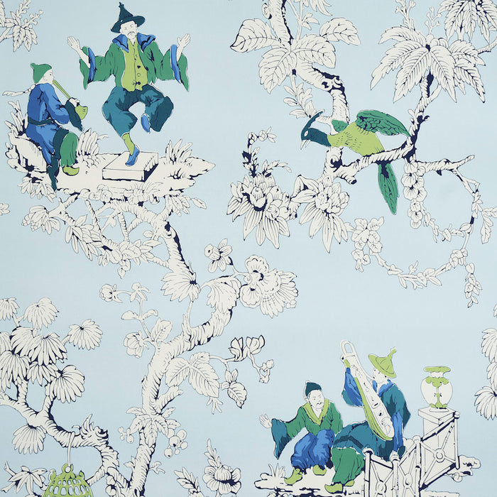 Schumacher Chinoiserie Moderne Blue Wallpaper 5011650