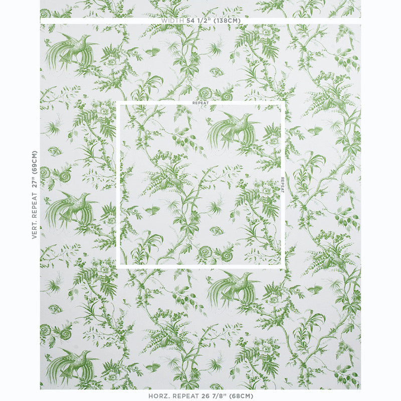 Schumacher Toile De La Prairie Green Wallpaper 5011710