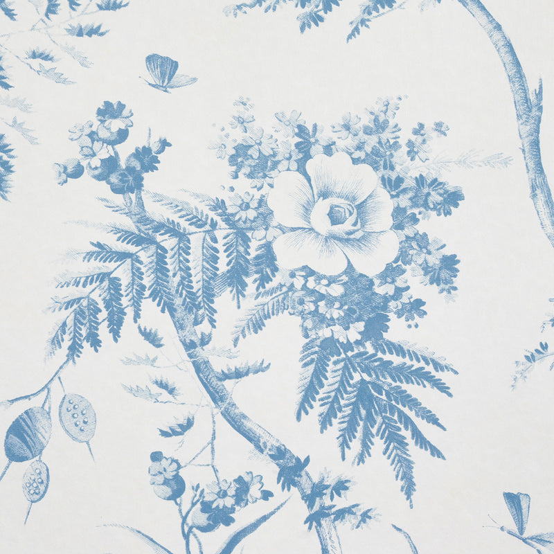 Schumacher Toile De La Prairie Blue Wallpaper 5011711