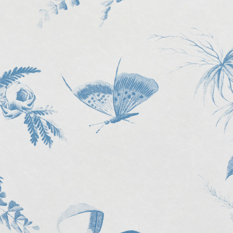 Schumacher Toile De La Prairie Blue Wallpaper 5011711