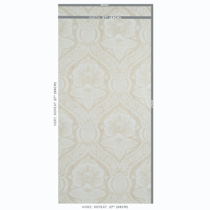 Schumacher Villandry Damask Print Neutral Wallpaper 5011751