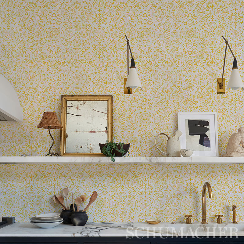 Schumacher Tiana Yellow Wallpaper 5011842