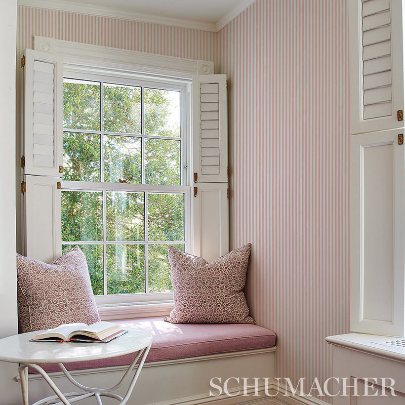 Schumacher Edwin Stripe Narrow Lavender Wallpaper 5011861