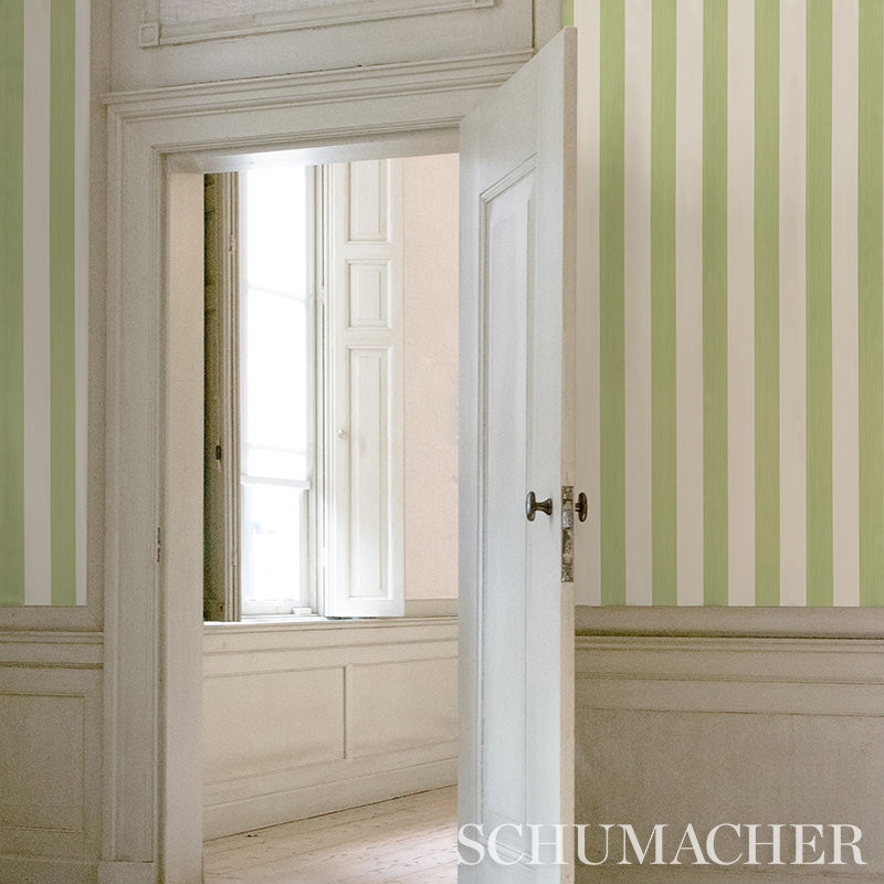 Schumacher Edwin Stripe Wide Seaglass Wallpaper 5011903