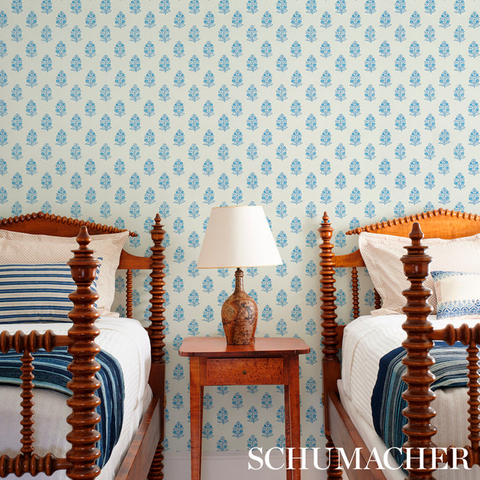 Schumacher Aditi Blue Wallpaper 5011930