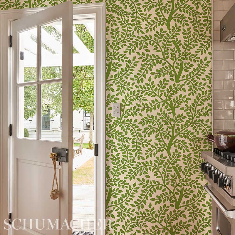 Schumacher Temple Garden II Green Wallpaper 5011960