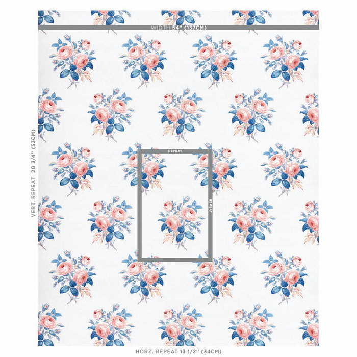 Schumacher Loudon Rose Rose & Blue Wallpaper 5012032