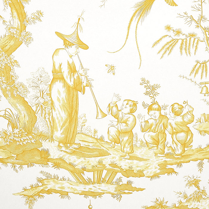 Schumacher Shengyou Toile Yellow Wallpaper 5012051