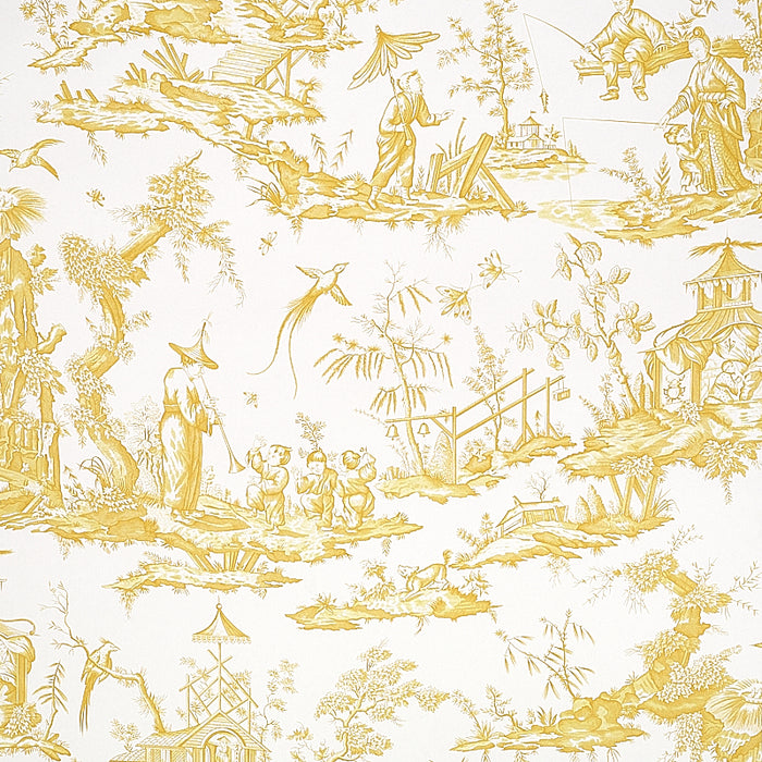 Schumacher Shengyou Toile Yellow Wallpaper 5012051