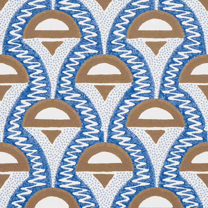 Schumacher Abelino Blue & Brown Wallpaper 5012081