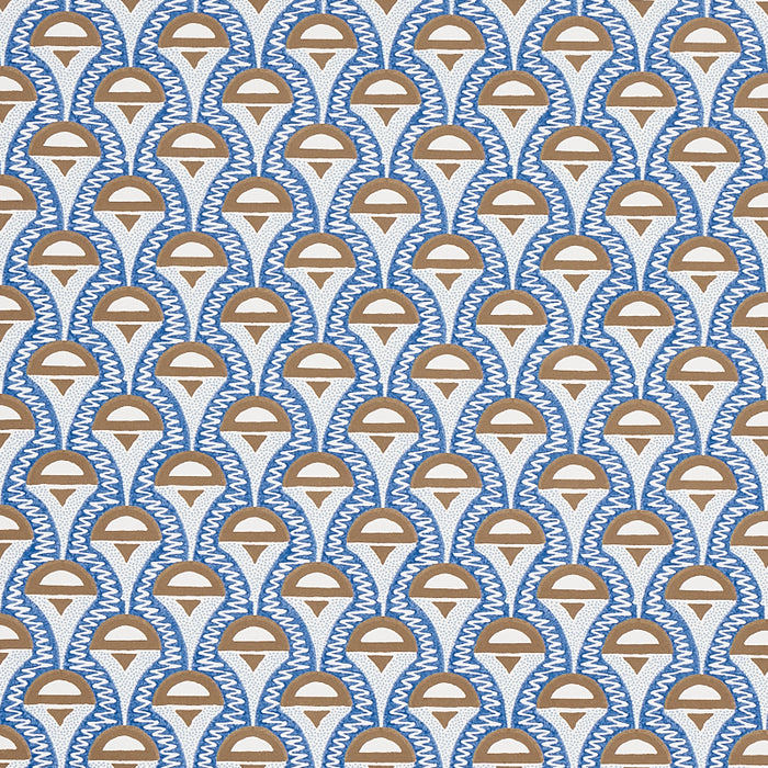 Schumacher Abelino Blue & Brown Wallpaper 5012081