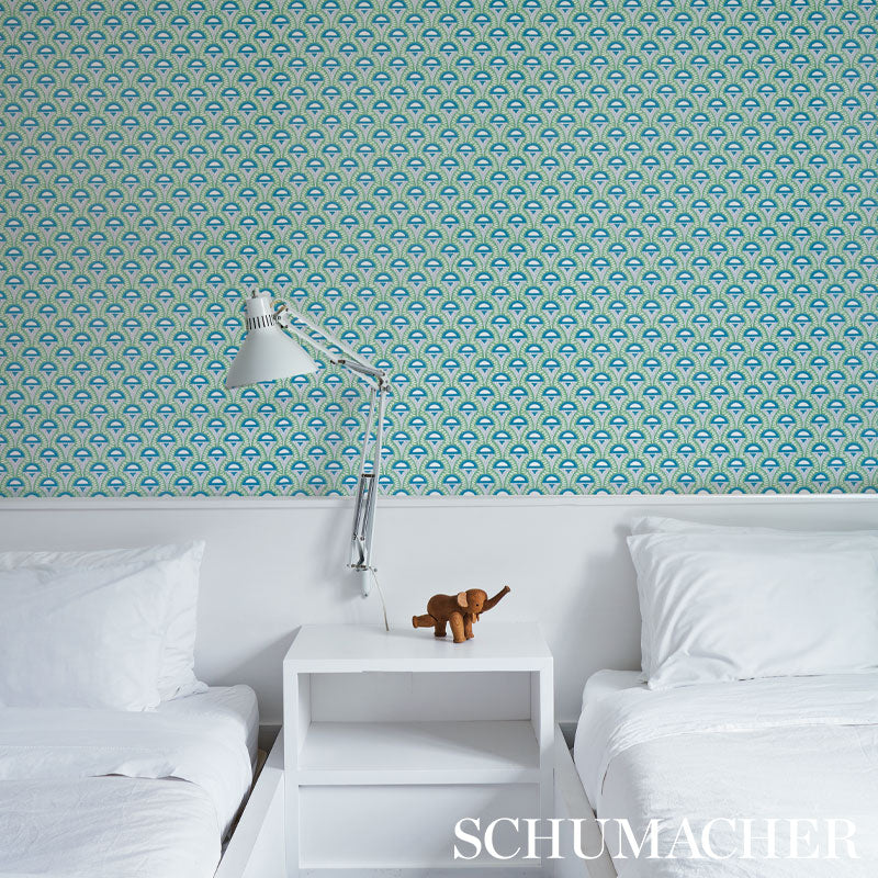 Schumacher Abelino Green & Peacock Wallpaper 5012082