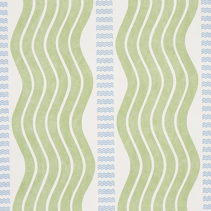 Schumacher Sina Stripe Green Wallpaper 5012120