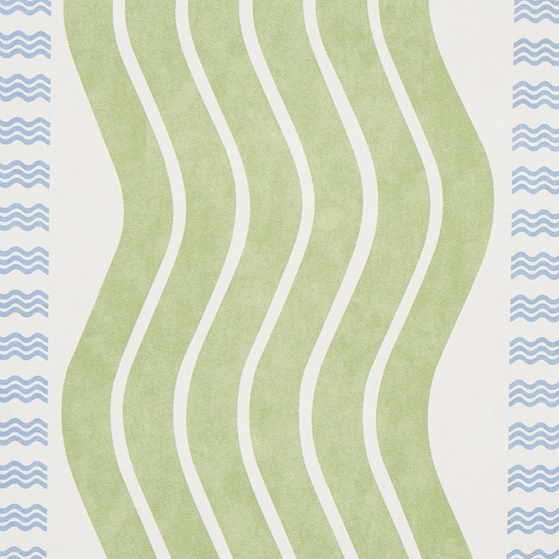 Schumacher Sina Stripe Green Wallpaper 5012120