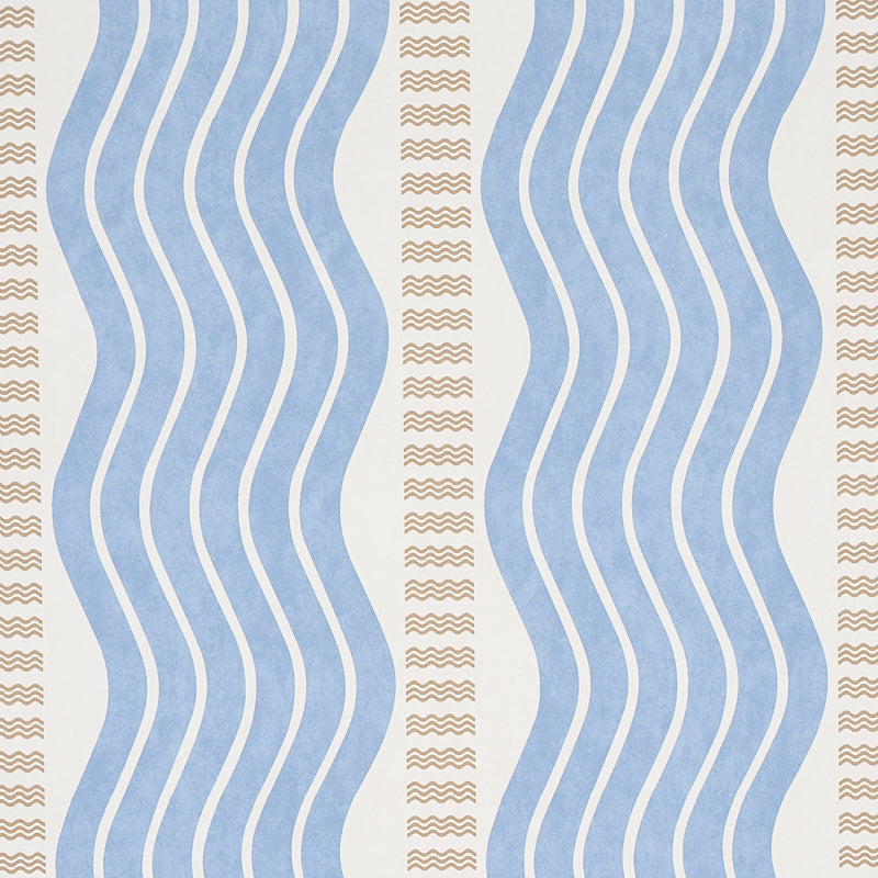 Schumacher Sina Stripe Blue Wallpaper 5012122